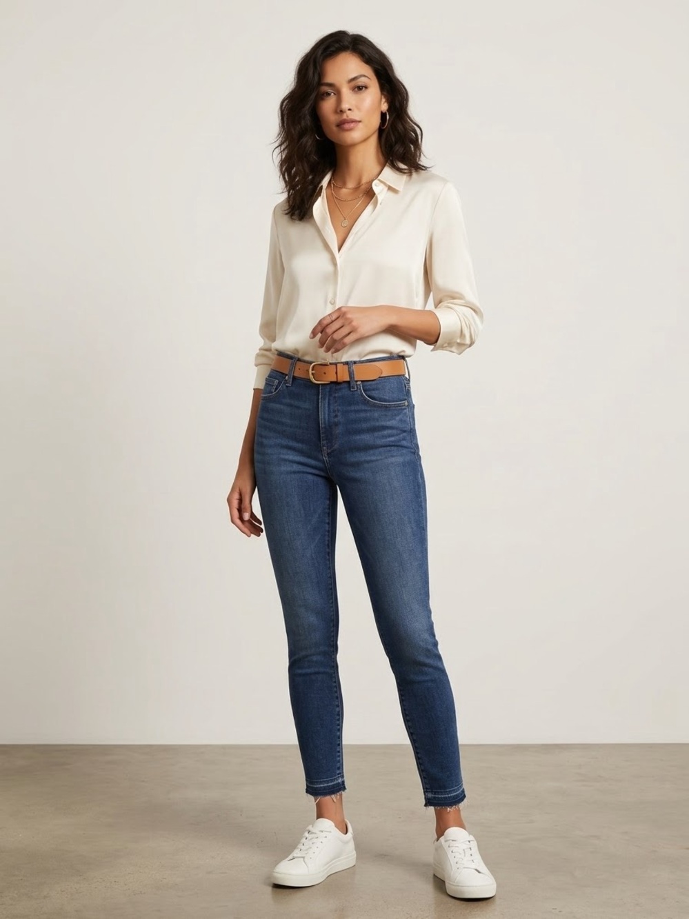Frame Denim la High Skinny Crop in Mid Blue Wash